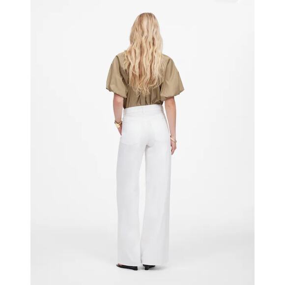 NWT Madewell Petite Superwide-Leg Jeans: Airy Denim Edition In Tile White 27P - Picture 3 of 10